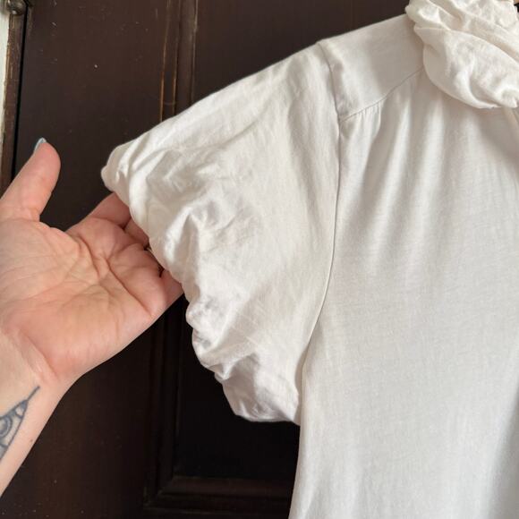 Y2K Vintage MARC JACOBS | Preppy Cream Puff Sleeve Polo Shirt | Large - Picture 5 of 8